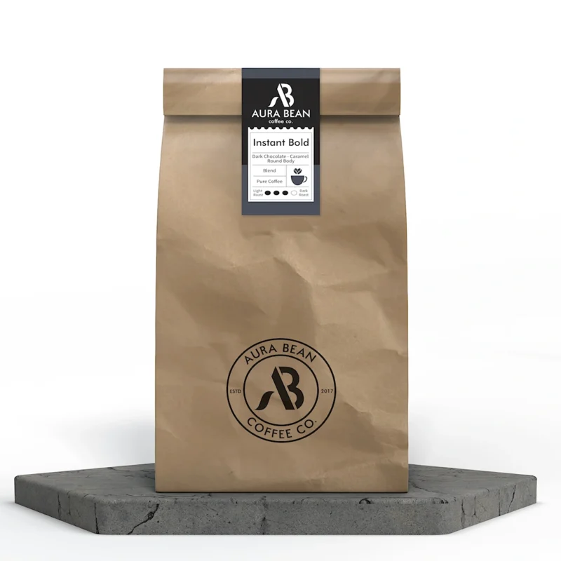 Instant Bold Coffee made from Brazilian beans with dark chocolate and caramel flavour notes