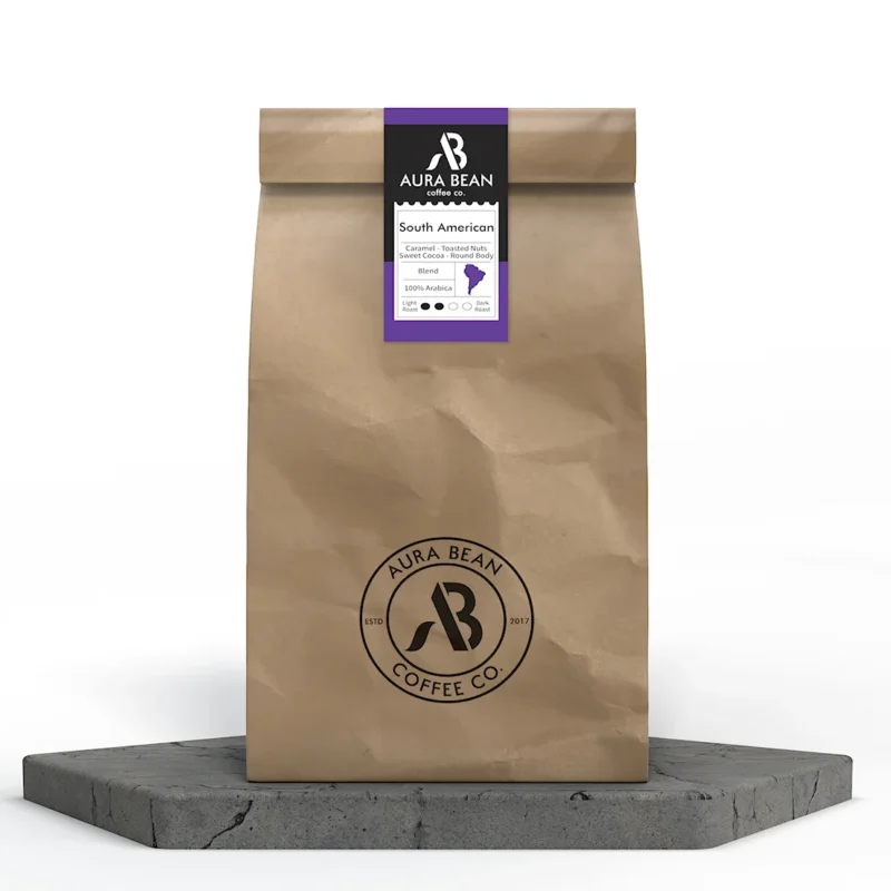 South American coffee blend with dark chocolate caramel and berry flavour notes medium body